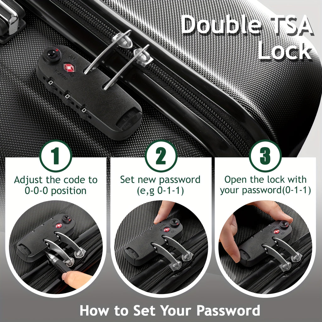 AUTOFOREVER 3-Piece ABS Hardshell Luggage Set – 20"/24"/28" Spinner Suitcases with Aluminum Frame, TSA-Style Combination Lock & 4-Wheel 360° Spinners for Men & Women (White/Red/Black/Bright Pink/Blue)