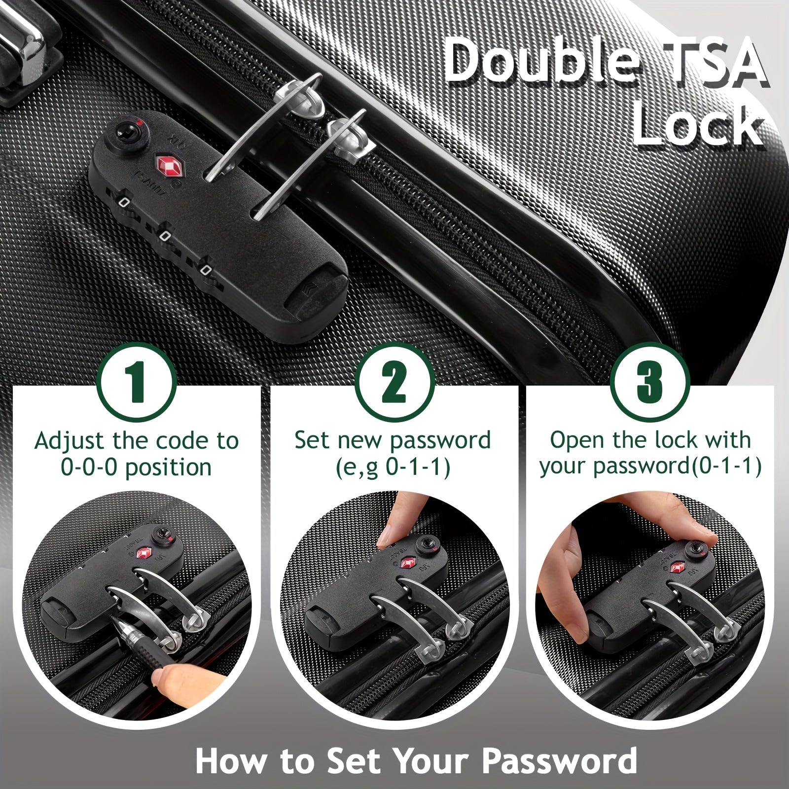 AUTOFOREVER 3-Piece ABS Hardshell Luggage Set – 20"/24"/28" Spinner Suitcases with Aluminum Frame, TSA-Style Combination Lock & 4-Wheel 360° Spinners for Men & Women (White/Red/Black/Bright Pink/Blue)