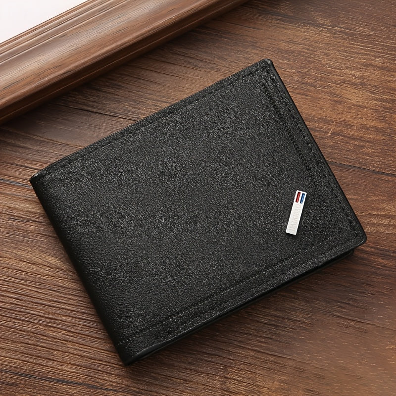 4pcs Men’s Black & Brown Faux Leather Wallet and Belt Gift Set – Color-Block Geometric Design – PU Leather Accessory Set for Christmas, Valentine’s Day & Anniversary