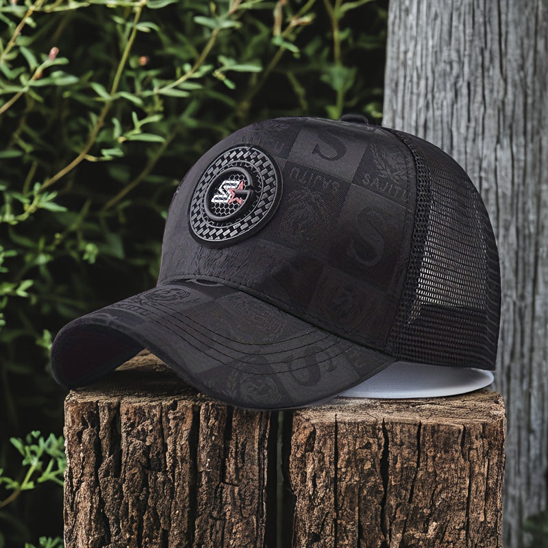 Men’s Casual Baseball Cap – Lightweight Cotton-Blend Trucker Hat with Alphabet Print Visor for Daily Streetwear