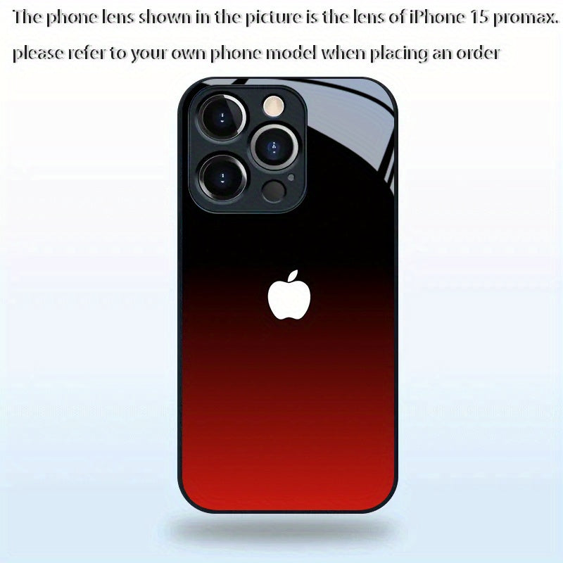 Red & Black Gradient Glass Phone Case for iPhone 16/15/14/13/12 Series – Premium Tempered Glass Slim Protective Cover