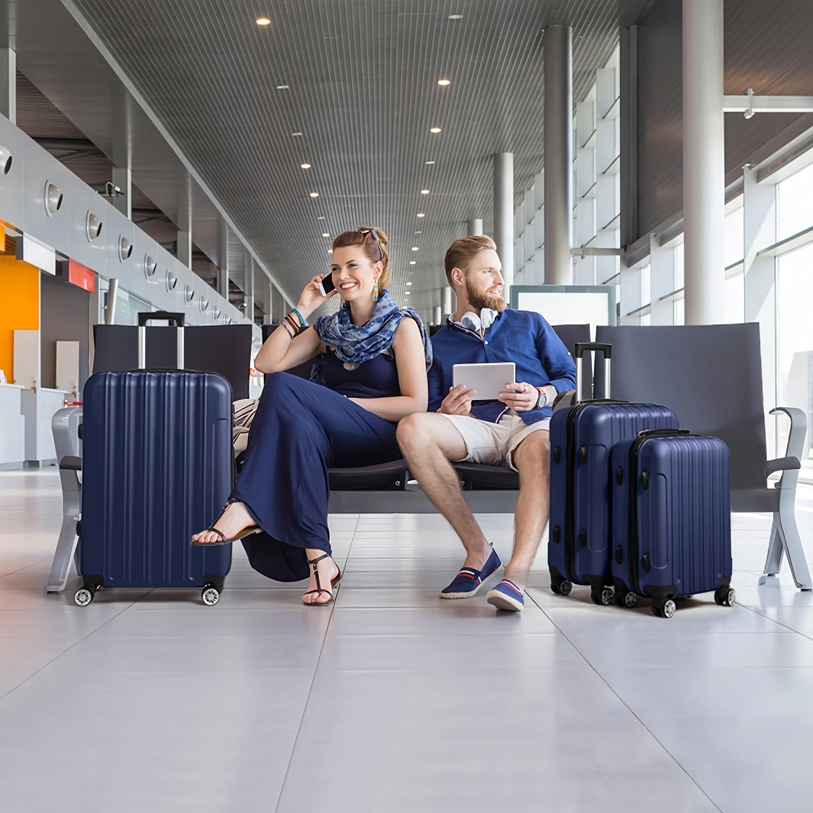 AUTOFOREVER 3-Piece ABS Hardshell Luggage Set – Super Light Scratch-Resistant 20"/24"/28" Spinner Suitcases with Aluminum Frame & Combination Lock (Bright Pink/Grey/Violet/Purple)