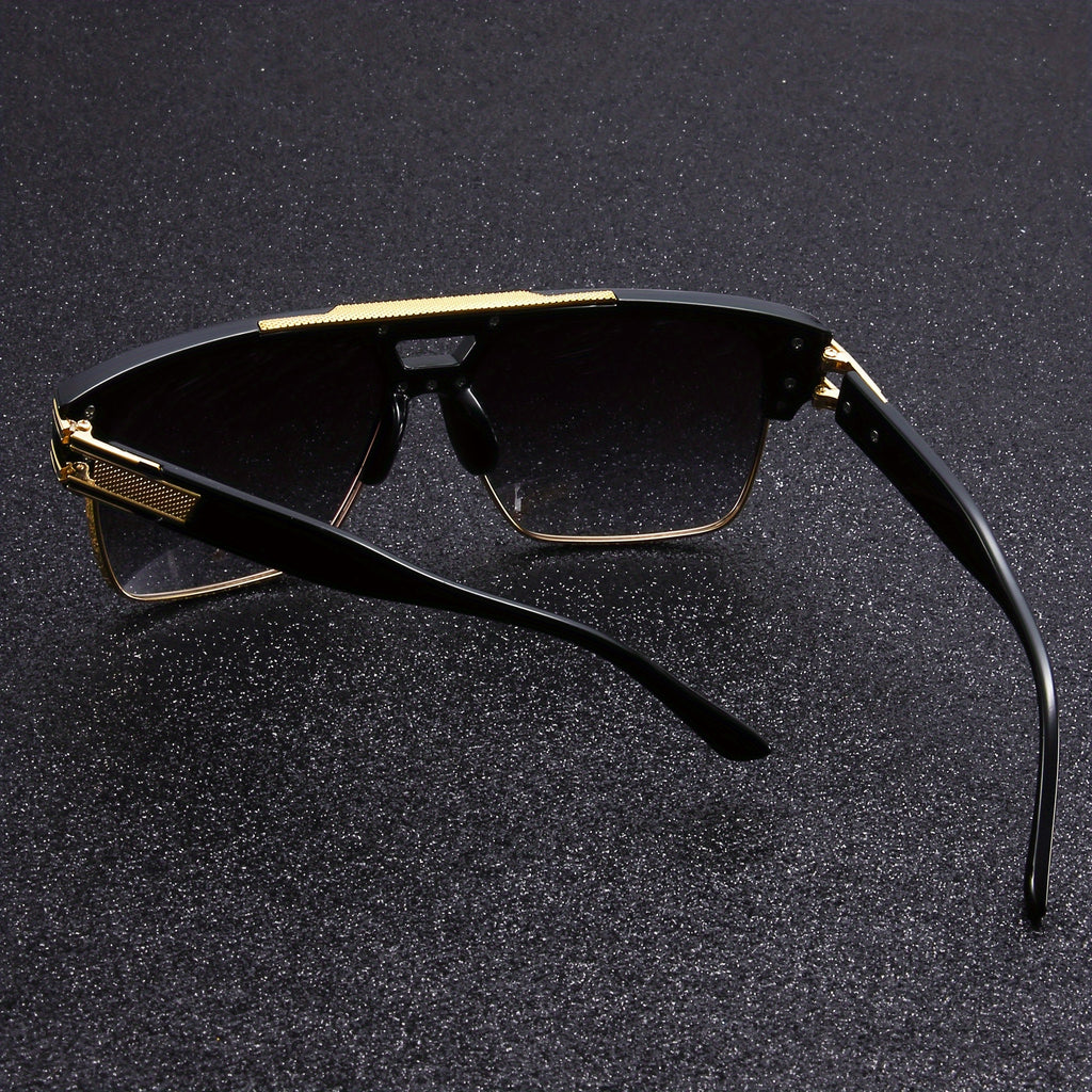 Retro Metal Half Frame Glasses for Women & Men - Oversized Lightweight Design with Sturdy Metal Hinge, Polycarbonate Frame & PC Lens, Retro Style for Parties, Casual Wear & Activities