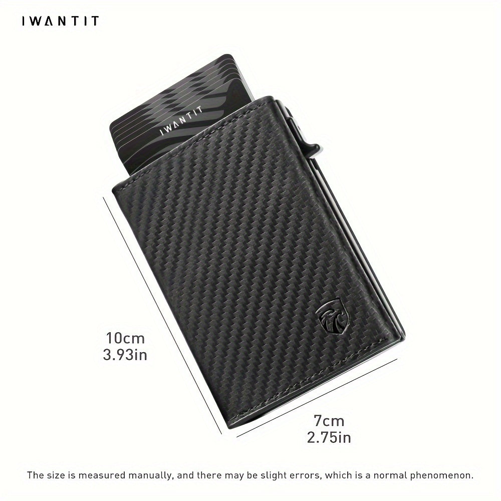 Men's Minimalist Wallet with Credit Card Holder, Premium Full Grain Leather, Smart Pop-up Design, Slim Trifold Wallet, RFID Protection, Front Pocket, ID Window, Father's Day wallet (No Airtag Included)