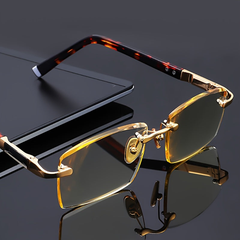 4-Pack Unisex Brown-Tinted Reading Glasses – Vintage Full-Rim Blue Light Blocking Readers, Frameless Look Style for Work, Reading, Screen Use & Movie Watching