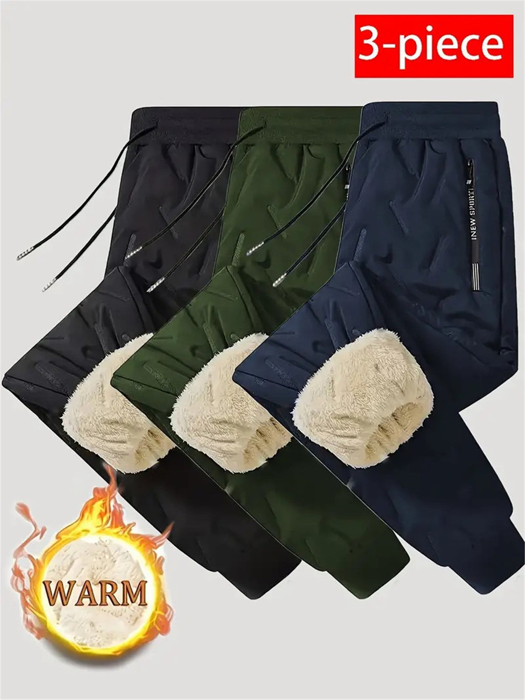 3pcs Men's Winter Pants with Jacket-Like Thigh Pouches - Windproof & Cold-Resistant Ankle-High Trousers for Skiing, Snowboarding, Sports (Black/Dark Grey/Brown) - Machine Washable Thickened, Winter Pants For Men, Mens Pants,
