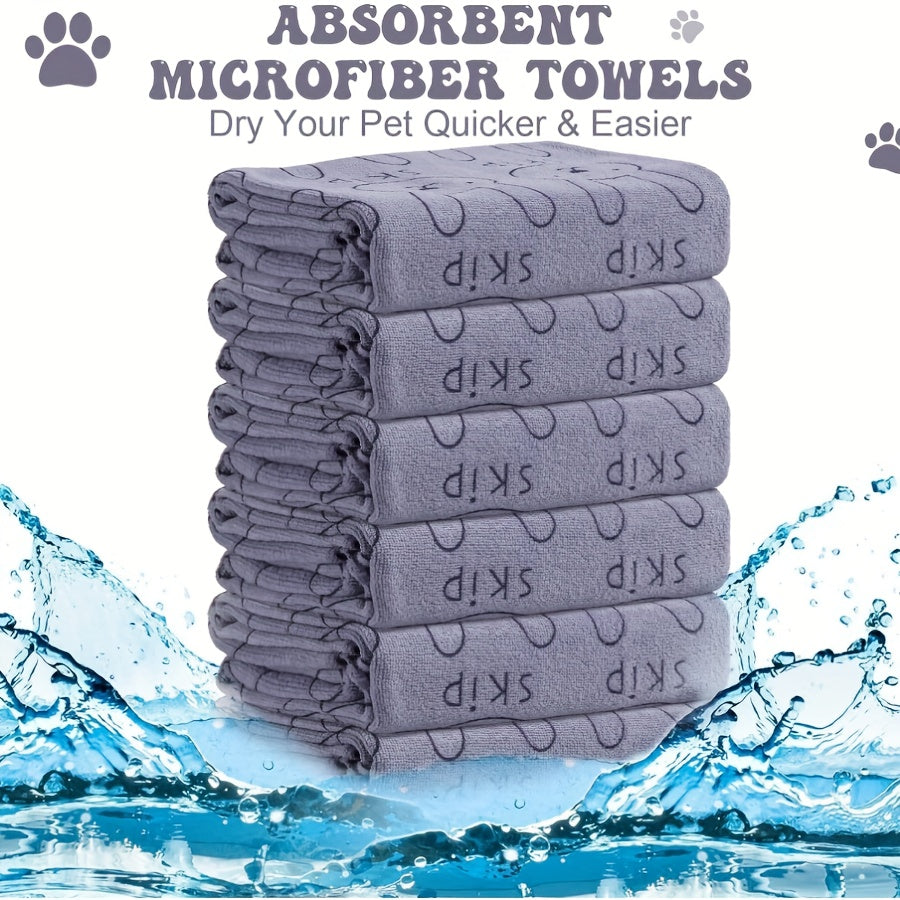 6pcs Quick-Drying Microfiber Dog Towels – Super Absorbent Pet Bath & Grooming Set for Small, Medium & Large Dogs, Lightweight & Durable Polyester