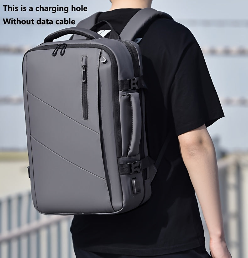 WEIXIER Unisex Large Capacity Travel Backpack – PU Leather Dual-Shoulder Bag with Horizontal Handle, Expandable Compartment & Independent Laptop Sleeve for Work, School & Weekend Trips