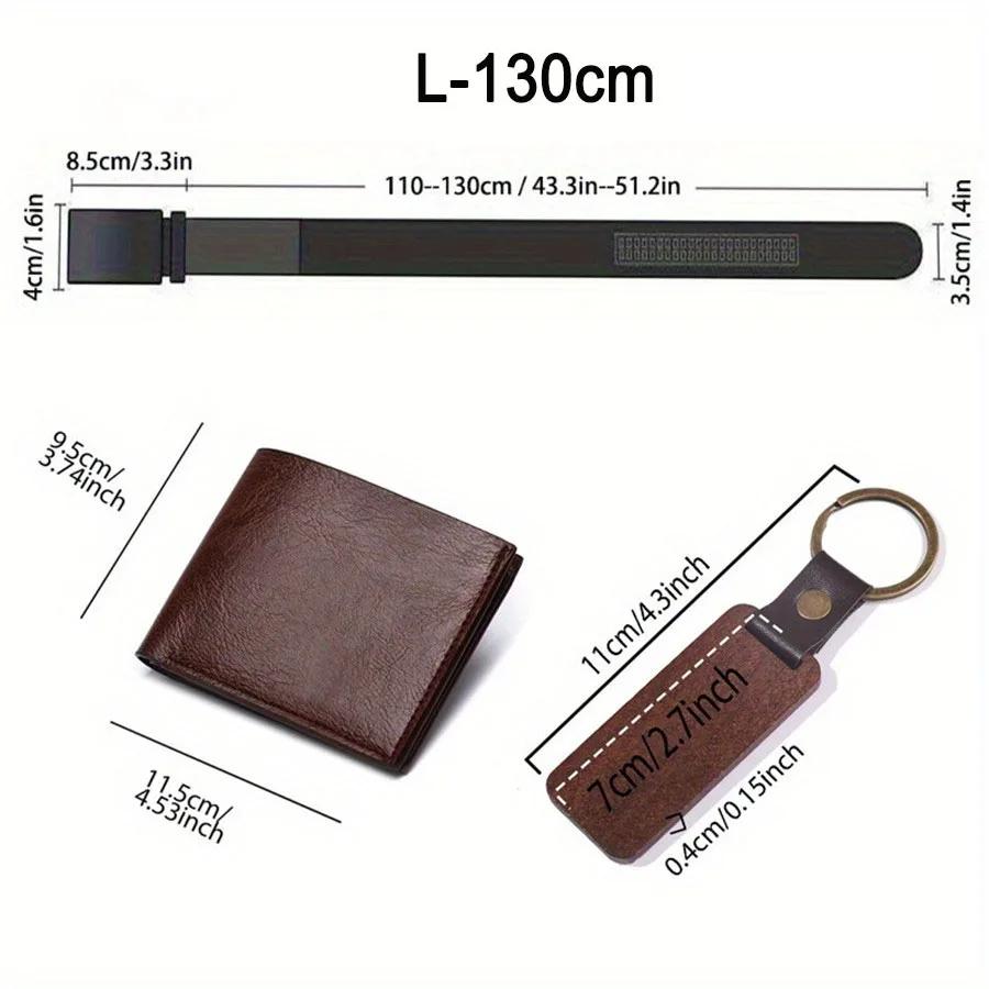3pcs Customized Men’s Wallet, Belt & Pendant Keychain Gift Set – Vintage PU Leather with Large Name Personalization – Durable Daily Use Accessories for Father’s Day & Birthday Gifts