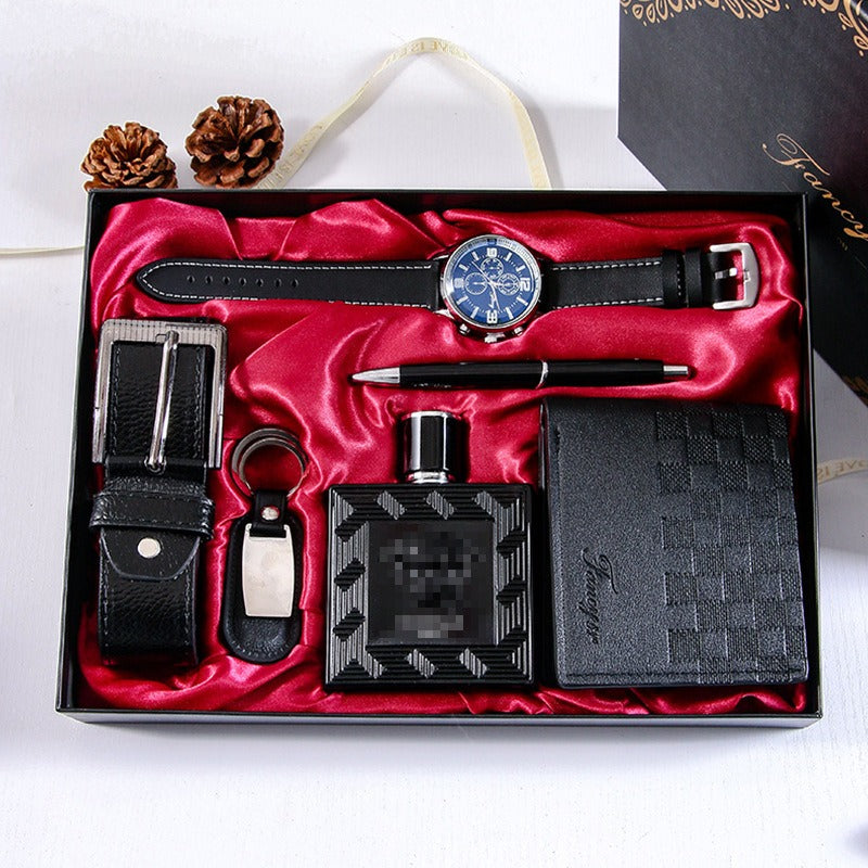 Men’s Luxury Cowhide Gift Set – Fragrance, Wallet, Belt & Watch in Elegant Presentation Box – Premium Gift for Him, Valentine’s Day, Christmas & Corporate Gifting