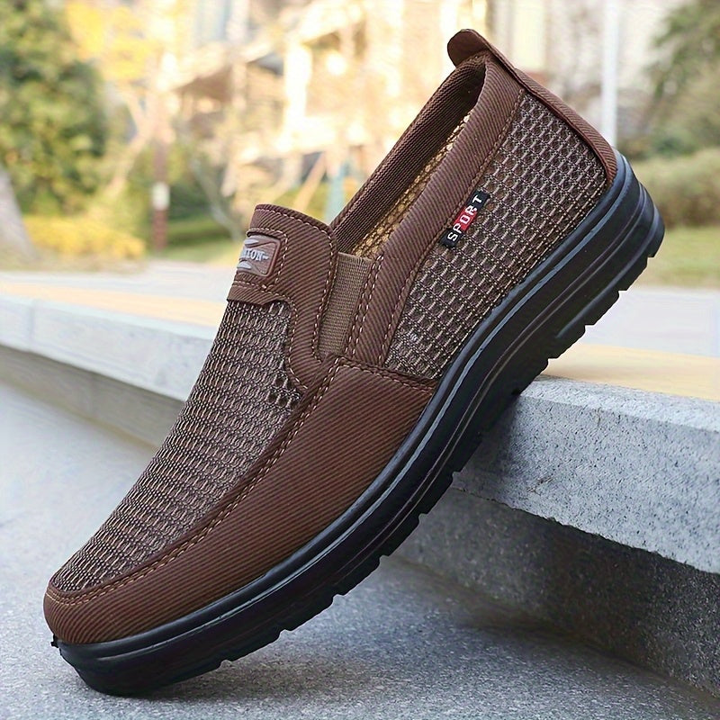 Men’s Slip-On Canvas Shoes – Breathable Vintage Striped Low-Top Footwear with PU Sole, Non-Slip Casual Sneakers for Outdoor & Daily Wear