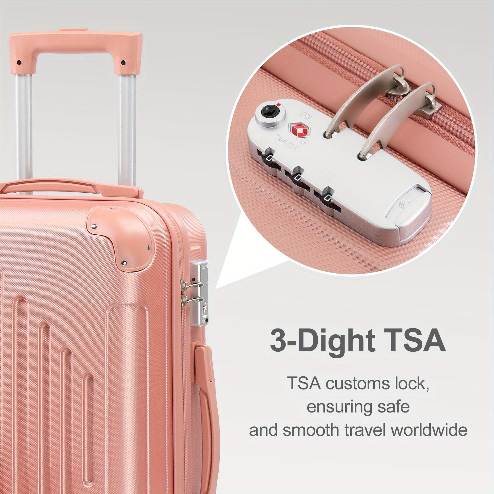 3pcs Luggage with Corner Protectors, 20/ 24/ 28-Inch, Durable Hard Shell, 360 Spinner Wheels, with TSA Lock, Multifunctional Large Capacity, Lightweight Travel Suitcase