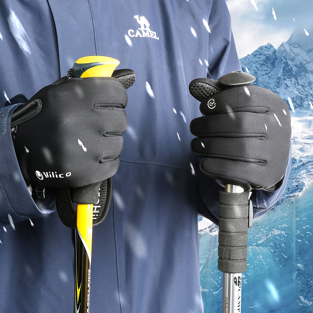 Vilico Men’s Autumn/Winter Fingerless Gloves – Windproof Anti-Slip Warm Cycling & Sports Gloves, Polyester Knit with PU Grip, Ideal for Fishing, Driving, Skiing & Holiday Gifts