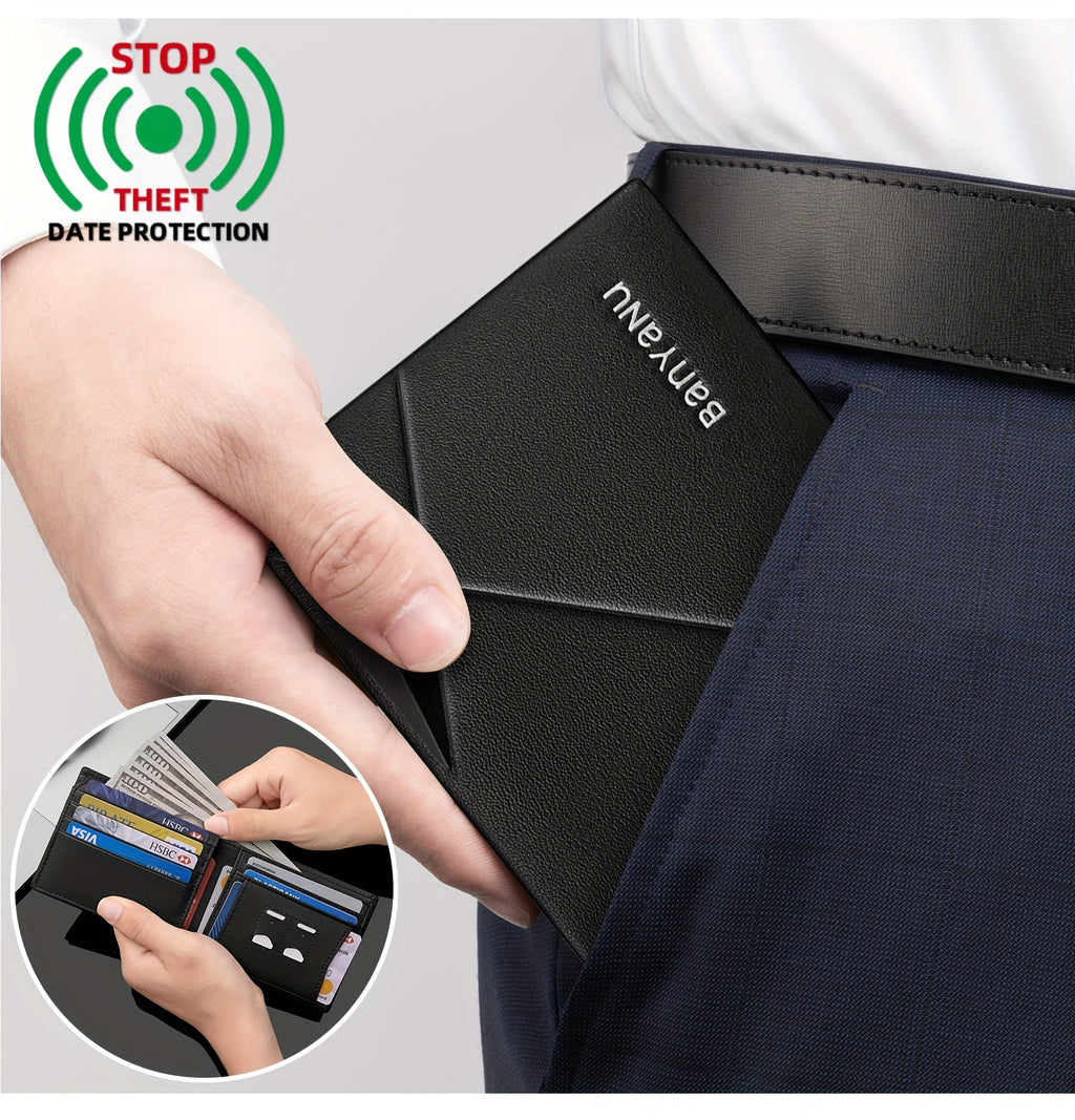 BANYANU Men’s Genuine Top-Grain Leather Wallet – Vintage RFID Blocking Large Capacity Wallet with 11 Card Slots, Perfect Father’s Day Gift