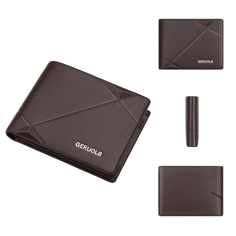 GERUOLA Men’s Genuine Leather Short Wallet – Top-Grain Cowhide RFID Blocking Credit Card Holder with Large Capacity Card Slots, Perfect Gift for Business, Office, Commute & Holidays