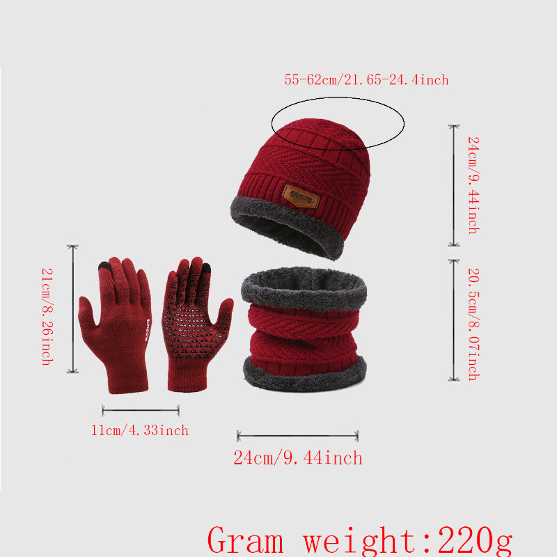 3pcs Unisex Winter Hat & Gloves Set – Furry Lined Adjustable Cap with Lightweight Gloves for Cycling & Outdoor Activities