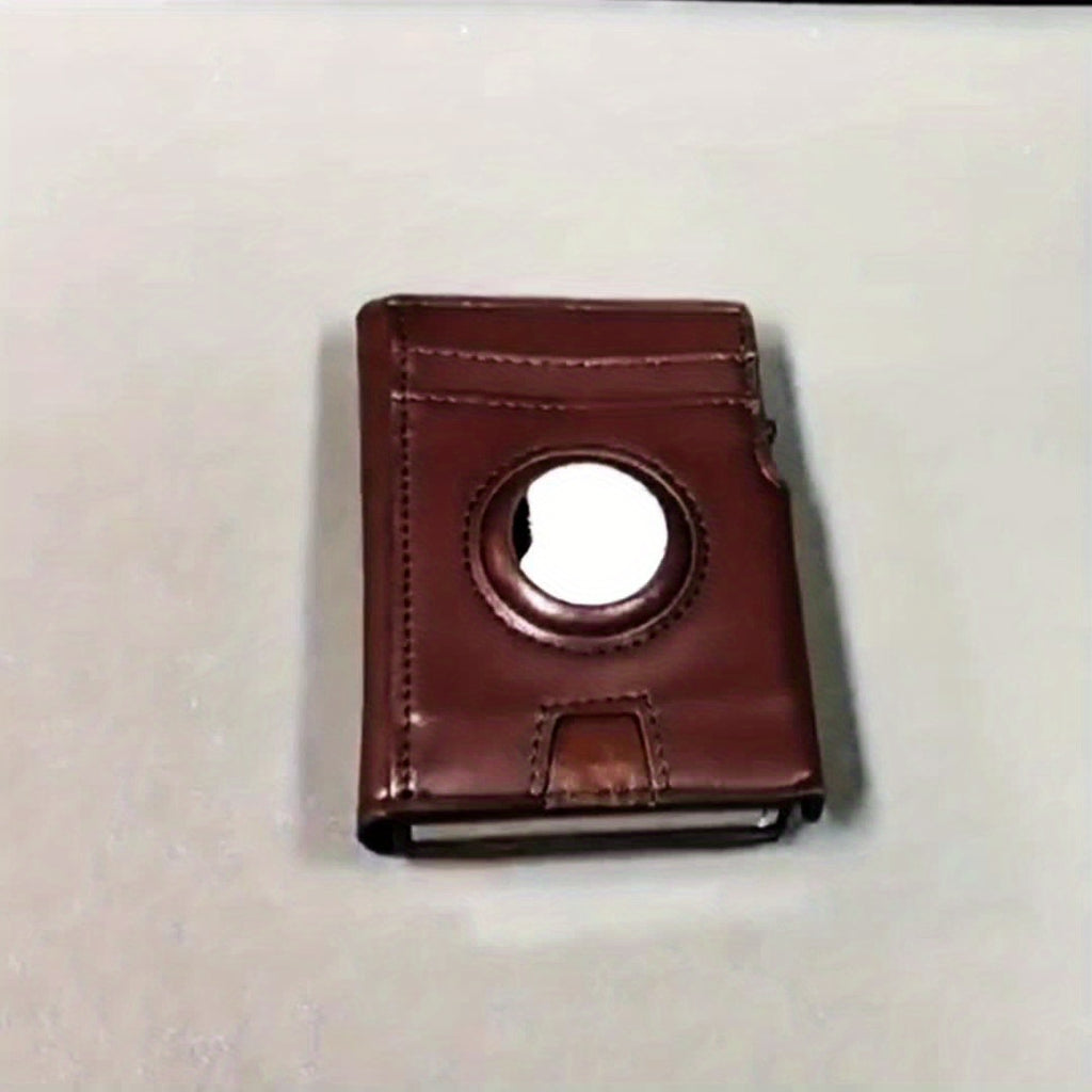 Retro Men’s RFID Blocking Card Case – Black Vintage Microfiber Leather Wallet with Pop-Up Multi-Slots, Magnetic Flip Cover, Coin Pocket & ID Window