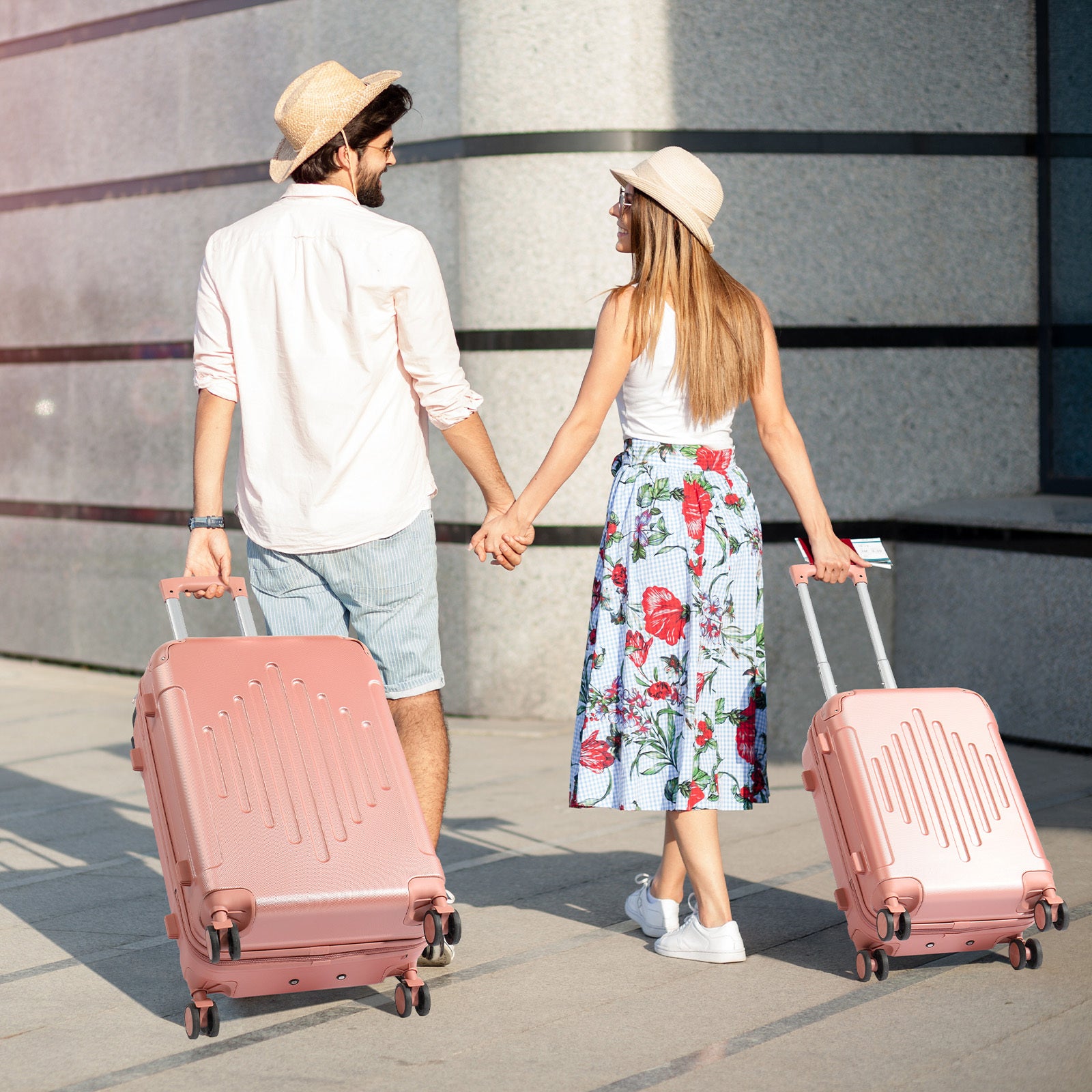 3pcs Luggage with Corner Protectors, 20/ 24/ 28-Inch, Durable Hard Shell, 360 Spinner Wheels, with TSA Lock, Multifunctional Large Capacity, Lightweight Travel Suitcase