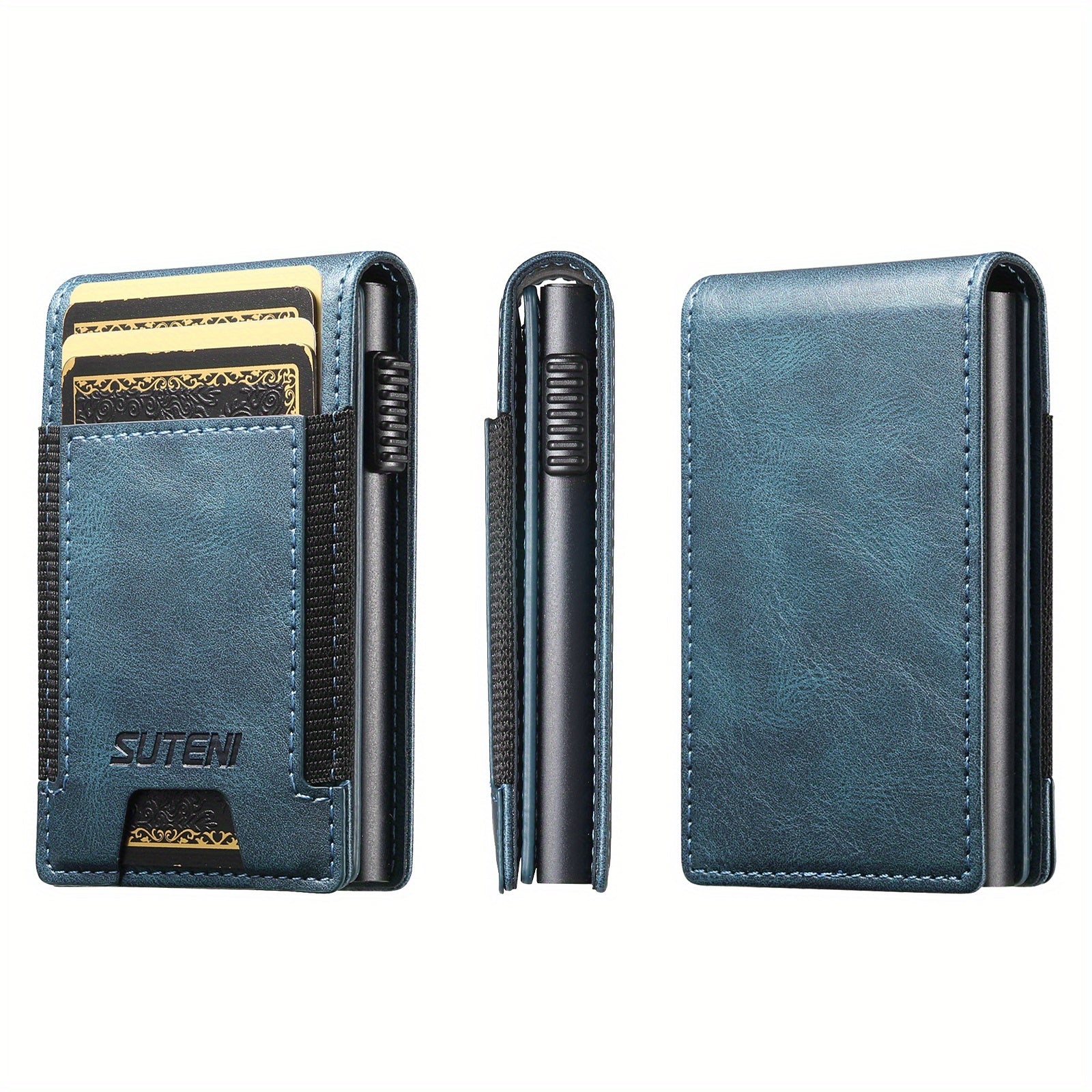 Large Capacity PU Synthetic Faux Leather Wallet with Push-Out Card Holder - Vintage Style, Black & Brown, Can Hold 1-12 Cards & 1 Photo, Perfect for Men & Women, Everyday Wallet | Vintage Style Wallet | Durable Wallet, Large