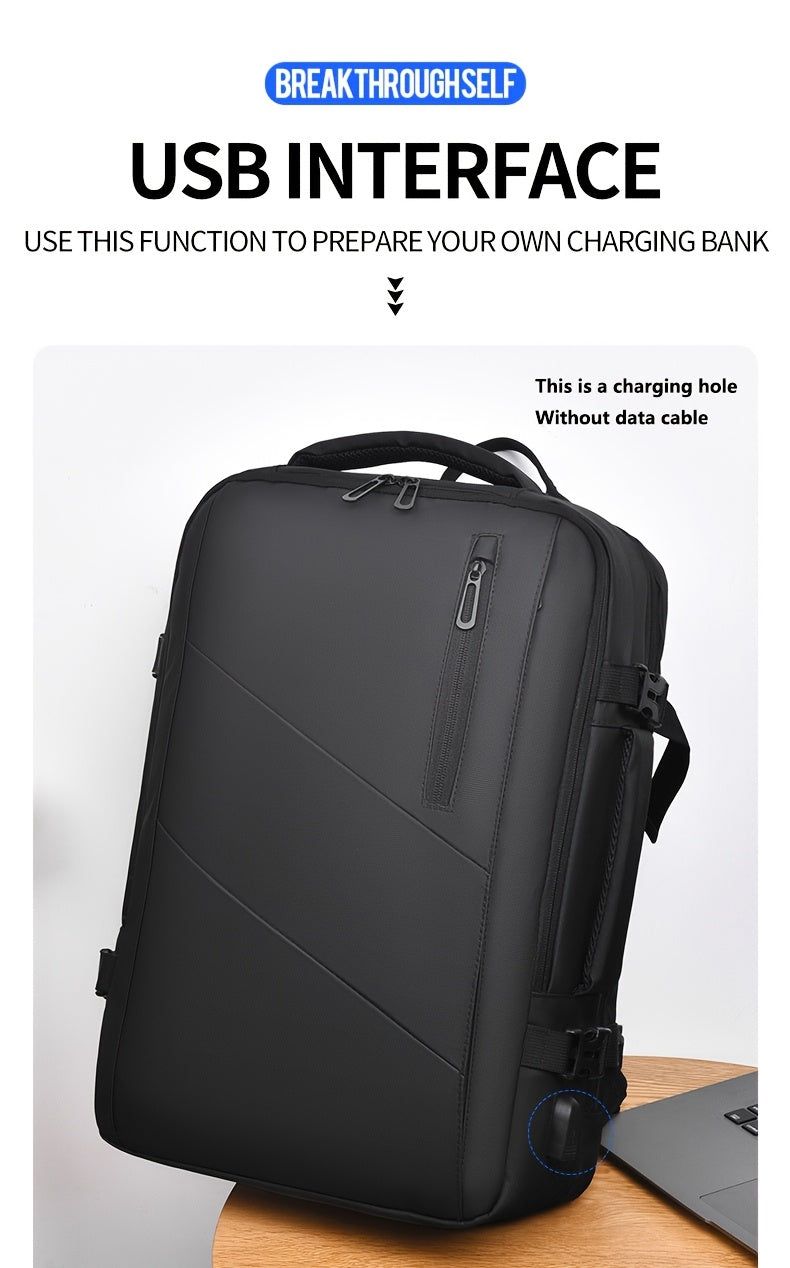 WEIXIER Unisex Large Capacity Travel Backpack – PU Leather Dual-Shoulder Bag with Horizontal Handle, Expandable Compartment & Independent Laptop Sleeve for Work, School & Weekend Trips