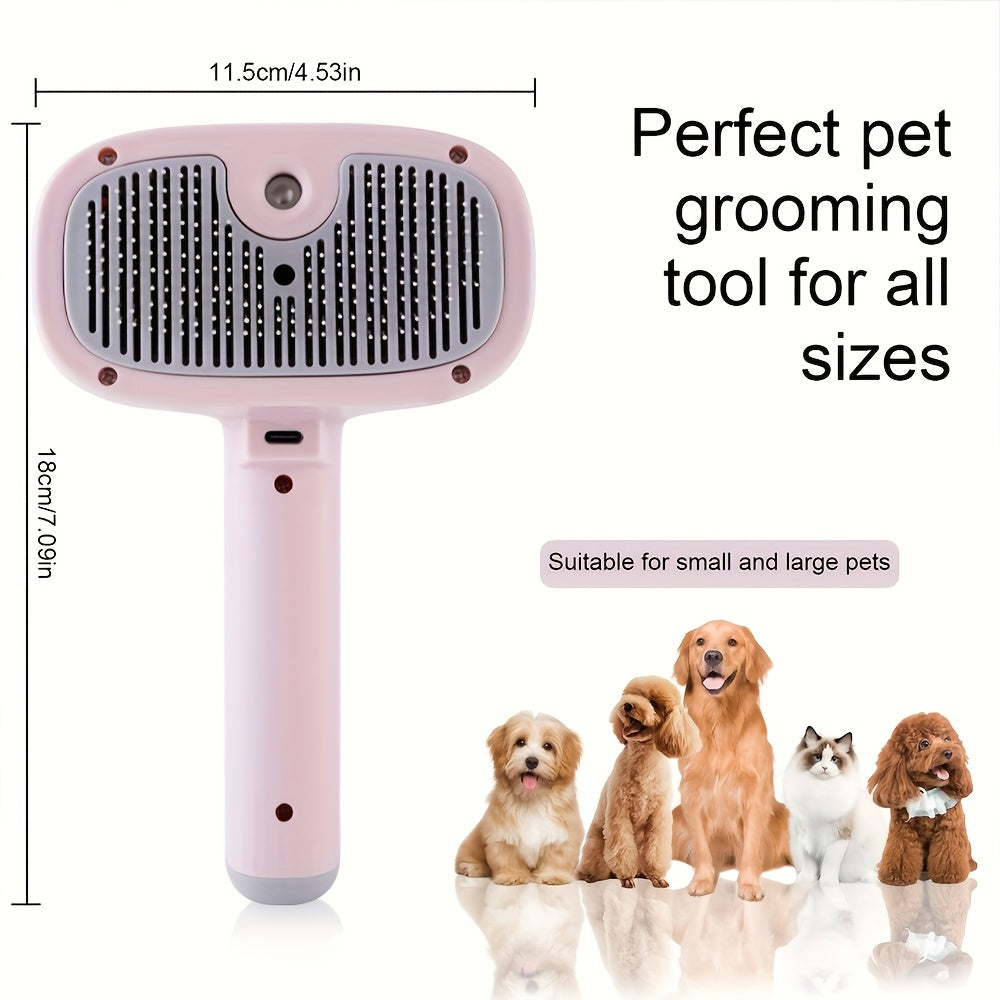 2-in-1 Pet Water Spray & Hair Removal Comb – USB Rechargeable Grooming Brush for Cats & Dogs, Long & Short Hair, Luster-Enhancing, Multi-Functional Cleaner