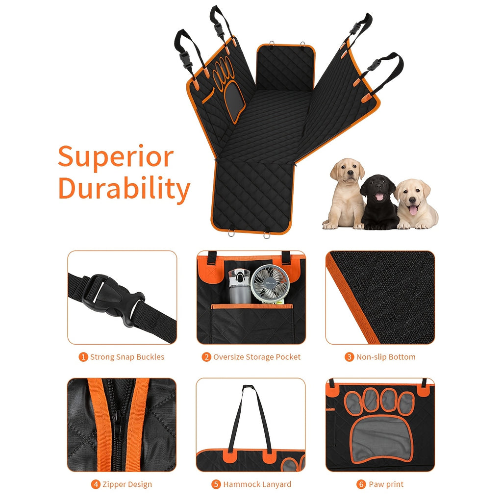 FUYFA Heavy-Duty Dog Seat Cover Hammock – Waterproof, Scratch-Resistant Rear Seat Protector for Cars, Trucks & SUVs, Non-Slip Pet Car Mat & Trunk Cushion