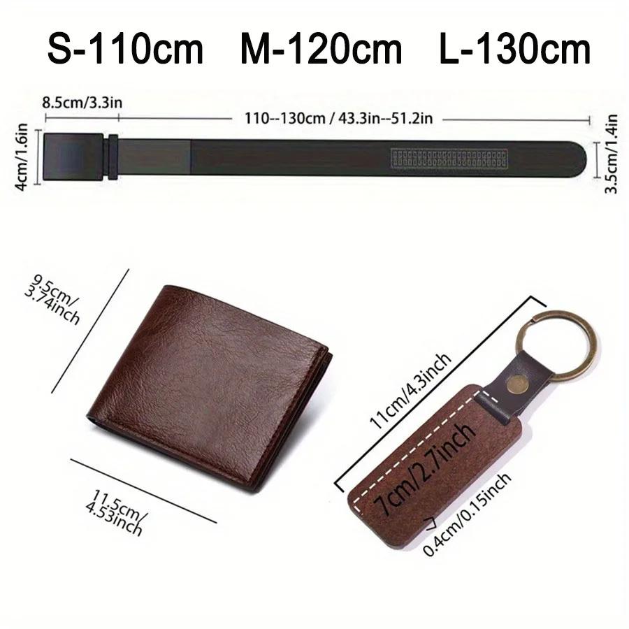 3pcs Customized Men’s Wallet, Belt & Pendant Keychain Gift Set – Vintage PU Leather with Large Name Personalization – Durable Daily Use Accessories for Father’s Day & Birthday Gifts