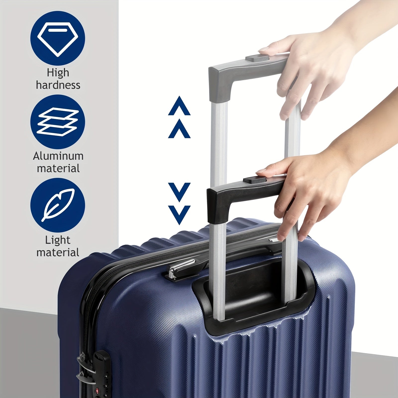 AUTOFOREVER 3-Piece ABS Hardshell Luggage Set – Super Light Scratch-Resistant 20"/24"/28" Spinner Suitcases with Aluminum Frame & Combination Lock (Bright Pink/Grey/Violet/Purple)