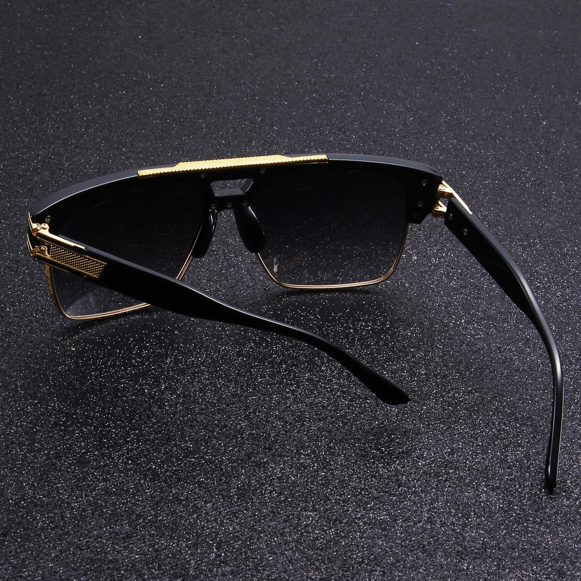 Retro Metal Half Frame Glasses for Women & Men - Oversized Lightweight Design with Sturdy Metal Hinge, Polycarbonate Frame & PC Lens, Retro Style for Parties, Casual Wear & Activities