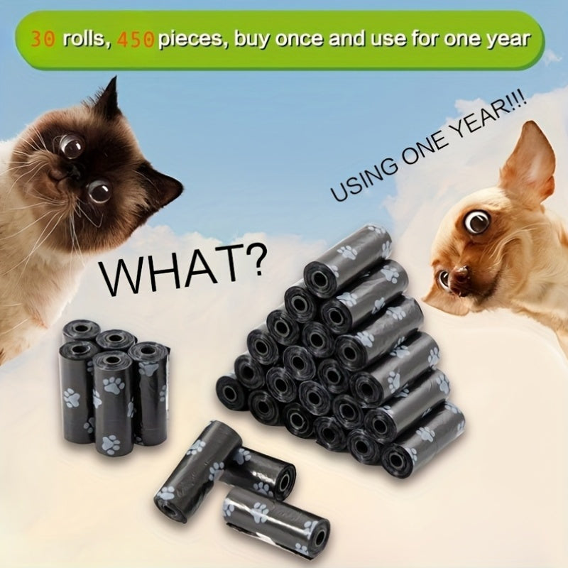 450pcs Dog Poop Bags with Dispenser – 30 Rolls Thickened Leak-Proof Pet Waste Bags, Portable Holder for Outdoor Walks, Travel & Hiking