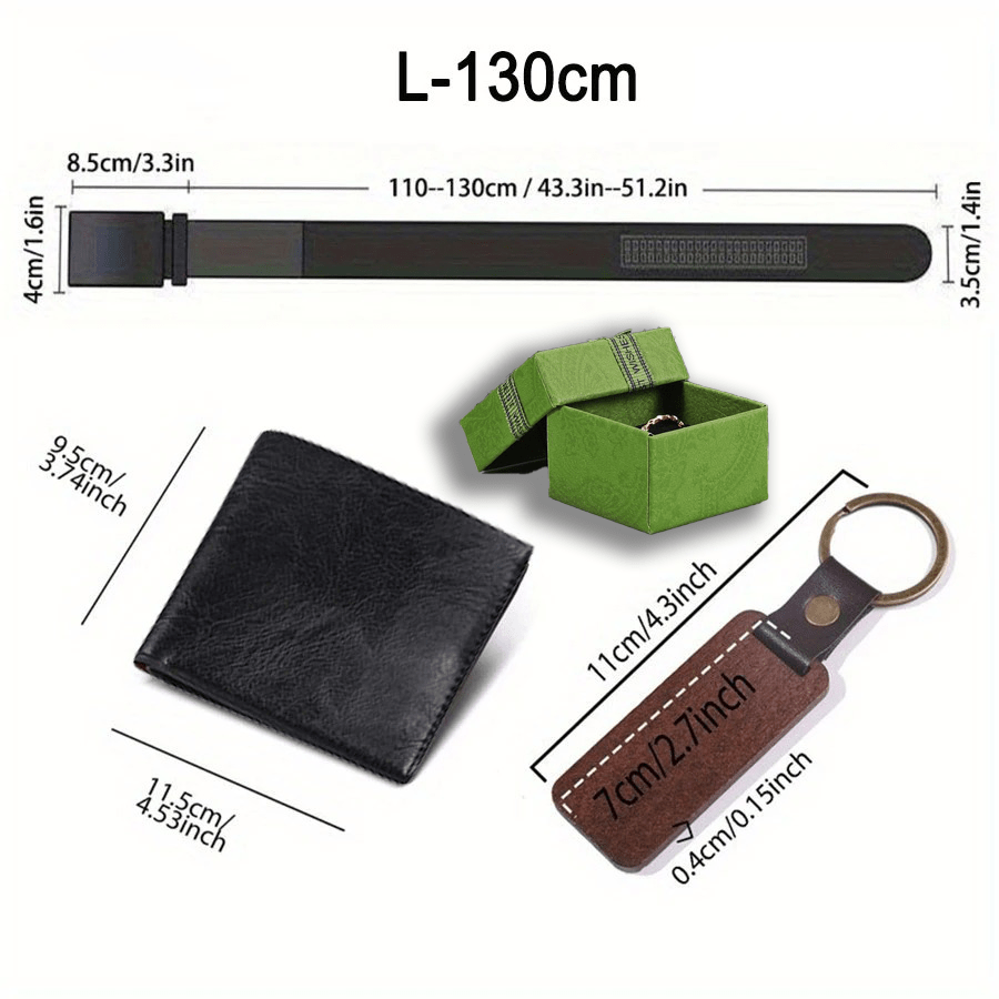 3pcs Customized Men’s Wallet, Belt & Pendant Keychain Gift Set – Vintage PU Leather with Large Name Personalization – Durable Daily Use Accessories for Father’s Day & Birthday Gifts
