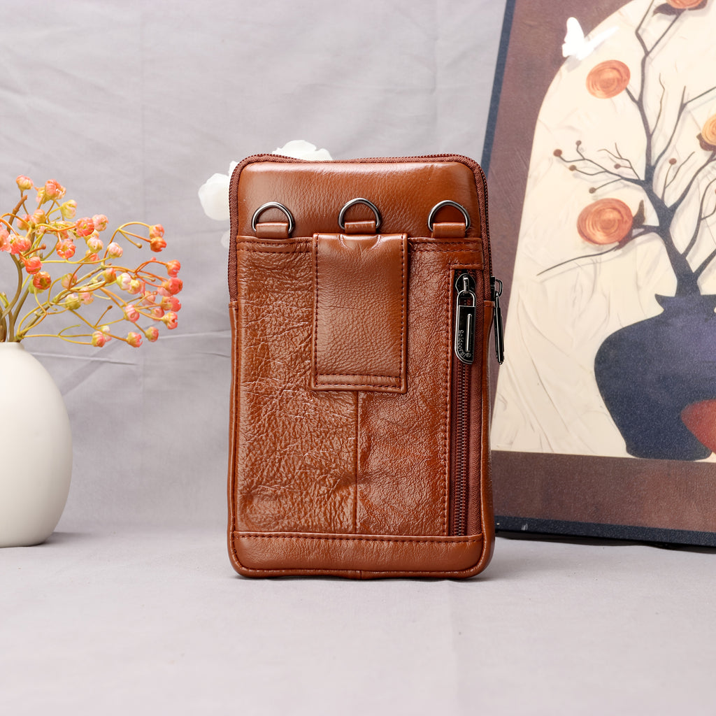 EAPN Men’s Genuine Leather Waist Bag & Wallet Combo – Black Top-Grain Crossbody Belt Bag with Multi-Pockets, Detachable Adjustable Strap & Zipper Closure for Daily Commute, Business & Casual