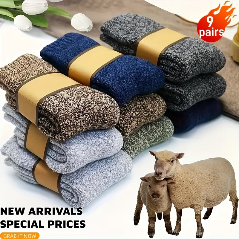 9 Pairs Heavy Duty Thermal Socks for Men & Women – Super Thick Winter Warm Boot & Hiking Socks, Mid-Calf, Multi-Color, Machine Washable Cold Weather Gift Set