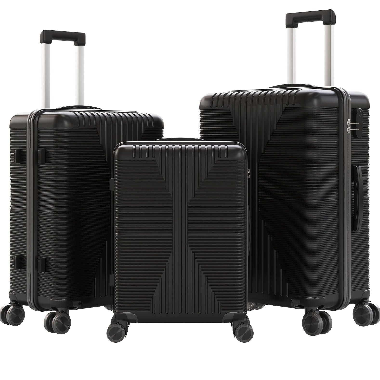 AUTOFOREVER 3-Piece ABS Hardshell Luggage Set – Super Light Scratch-Resistant 20"/24"/28" Spinner Suitcases with Aluminum Frame & Combination Lock (Bright Pink/Grey/Violet/Purple)