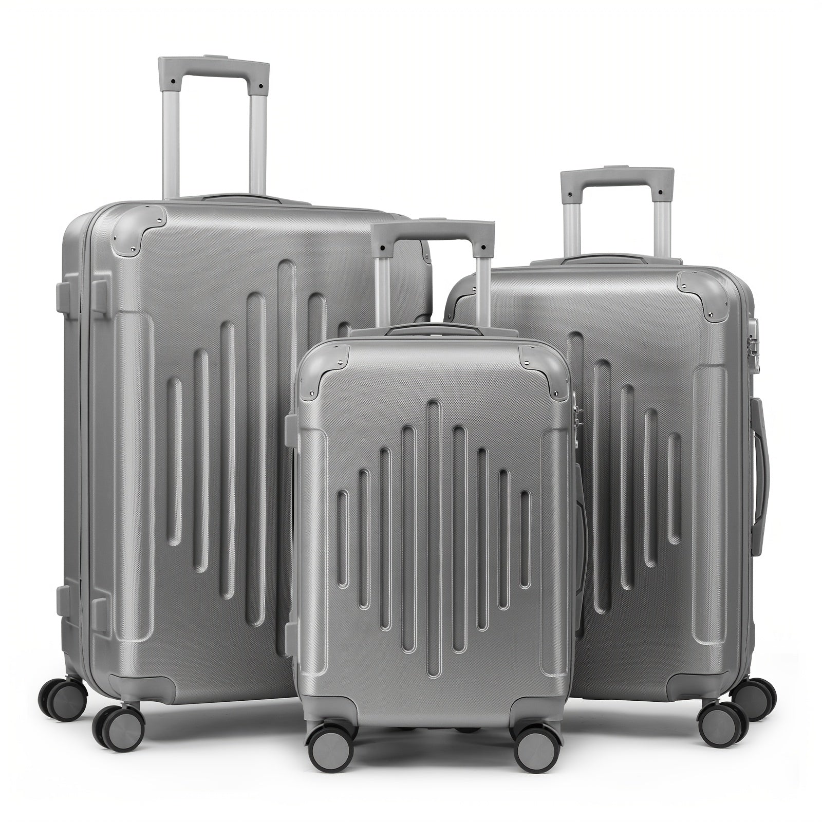 AUTOFOREVER 3-Piece ABS Hardshell Luggage Set – 20"/24"/28" Spinner Suitcases with Aluminum Frame, TSA-Style Combination Lock & 4-Wheel 360° Spinners for Men & Women (White/Red/Black/Bright Pink/Blue)