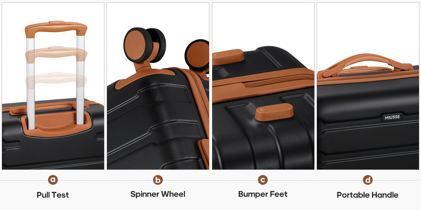 Luggage Sets 3pcs, Carry On Luggage 20 Inch With Spinner Wheels, PC Hardside Suitcase Set With TSA Lock, Durable Carry On Suitcase With Travel Backpack For Men Women