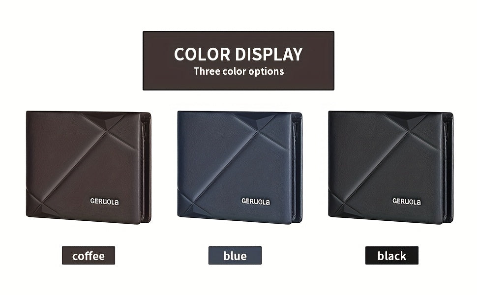 GERUOLA Men’s Genuine Leather Short Wallet – Top-Grain Cowhide RFID Blocking Credit Card Holder with Large Capacity Card Slots, Perfect Gift for Business, Office, Commute & Holidays