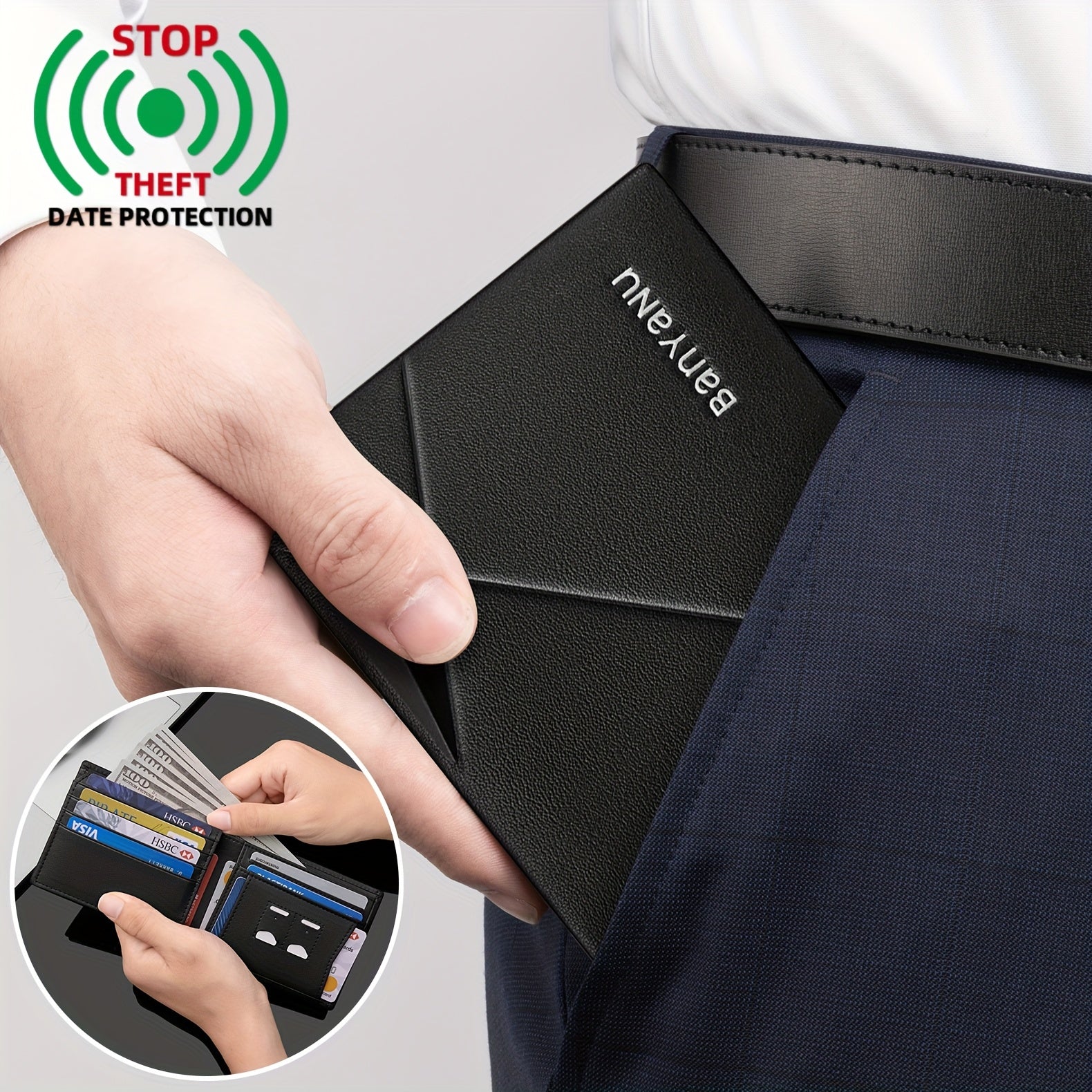 BANYANU Men’s Genuine Top-Grain Leather Wallet – Vintage RFID Blocking Large Capacity Wallet with 11 Card Slots, Perfect Father’s Day Gift