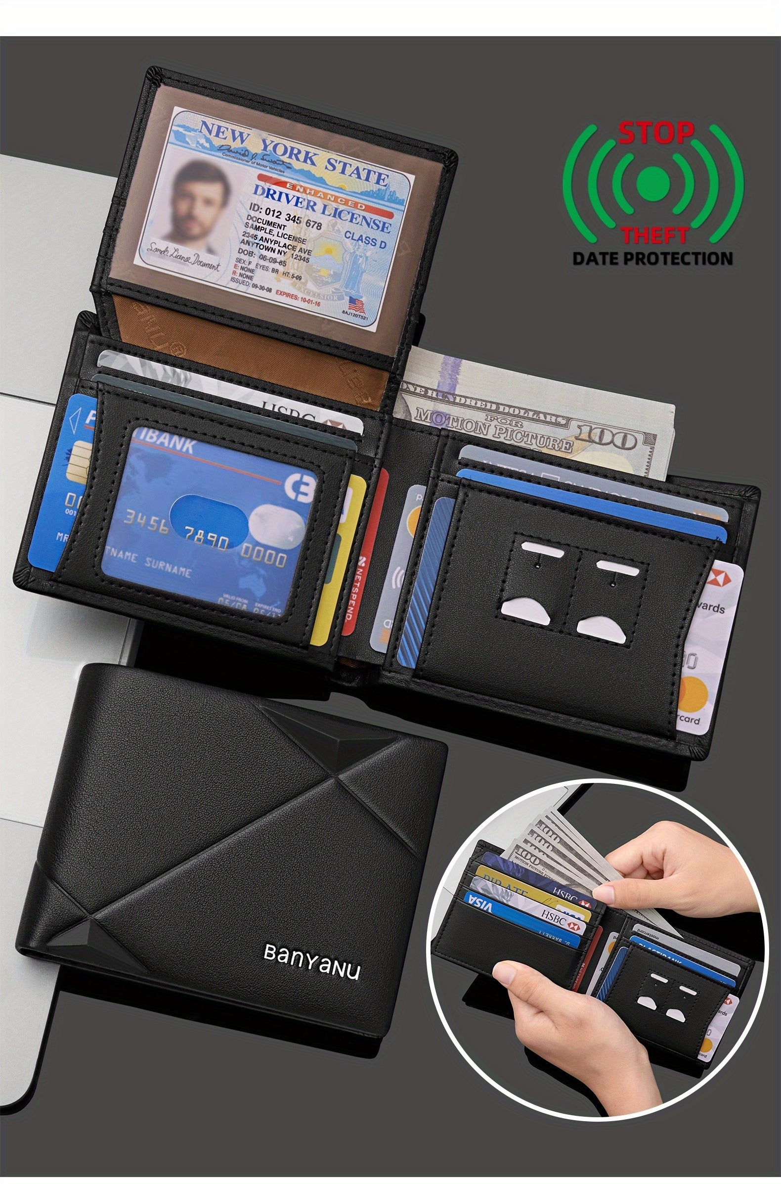 BANYANU Men’s Genuine Top-Grain Leather Wallet – Vintage RFID Blocking Large Capacity Wallet with 11 Card Slots, Perfect Father’s Day Gift