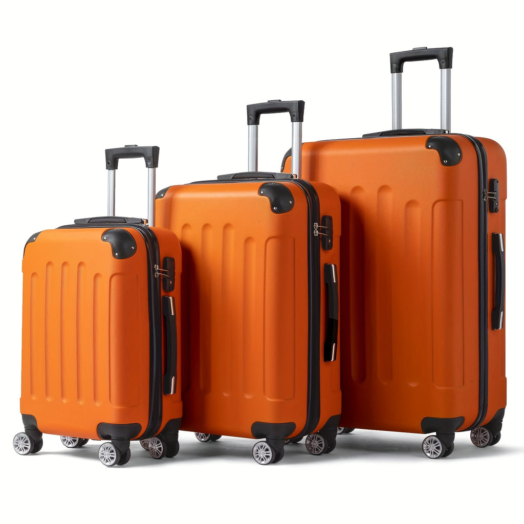 AUTOFOREVER 3-Piece ABS Hardshell Luggage Set – 20"/24"/28" Spinner Suitcases with Aluminum Frame, TSA-Style Combination Lock & 4-Wheel 360° Spinners for Men & Women (White/Red/Black/Bright Pink/Blue)