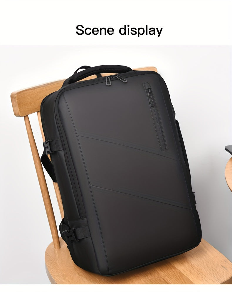 WEIXIER Unisex Large Capacity Travel Backpack – PU Leather Dual-Shoulder Bag with Horizontal Handle, Expandable Compartment & Independent Laptop Sleeve for Work, School & Weekend Trips