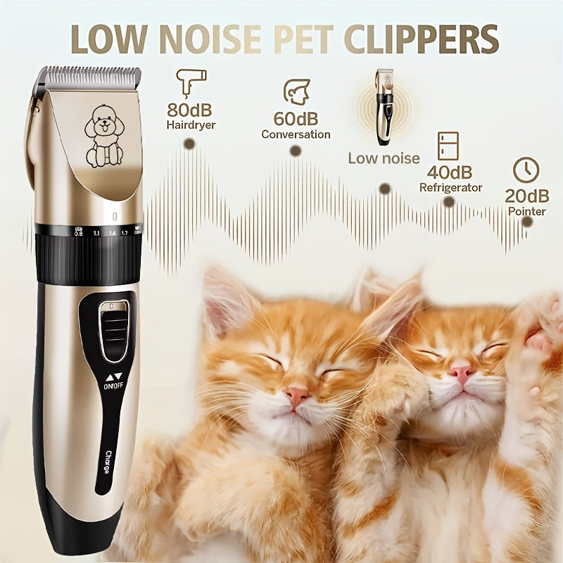 Professional Pet Grooming Kit – USB Rechargeable Electric Clipper with Ceramic Blades, Brush & Comb for Dogs, Cats & Puppies, Quiet Hair Trimmer for All Coat Types