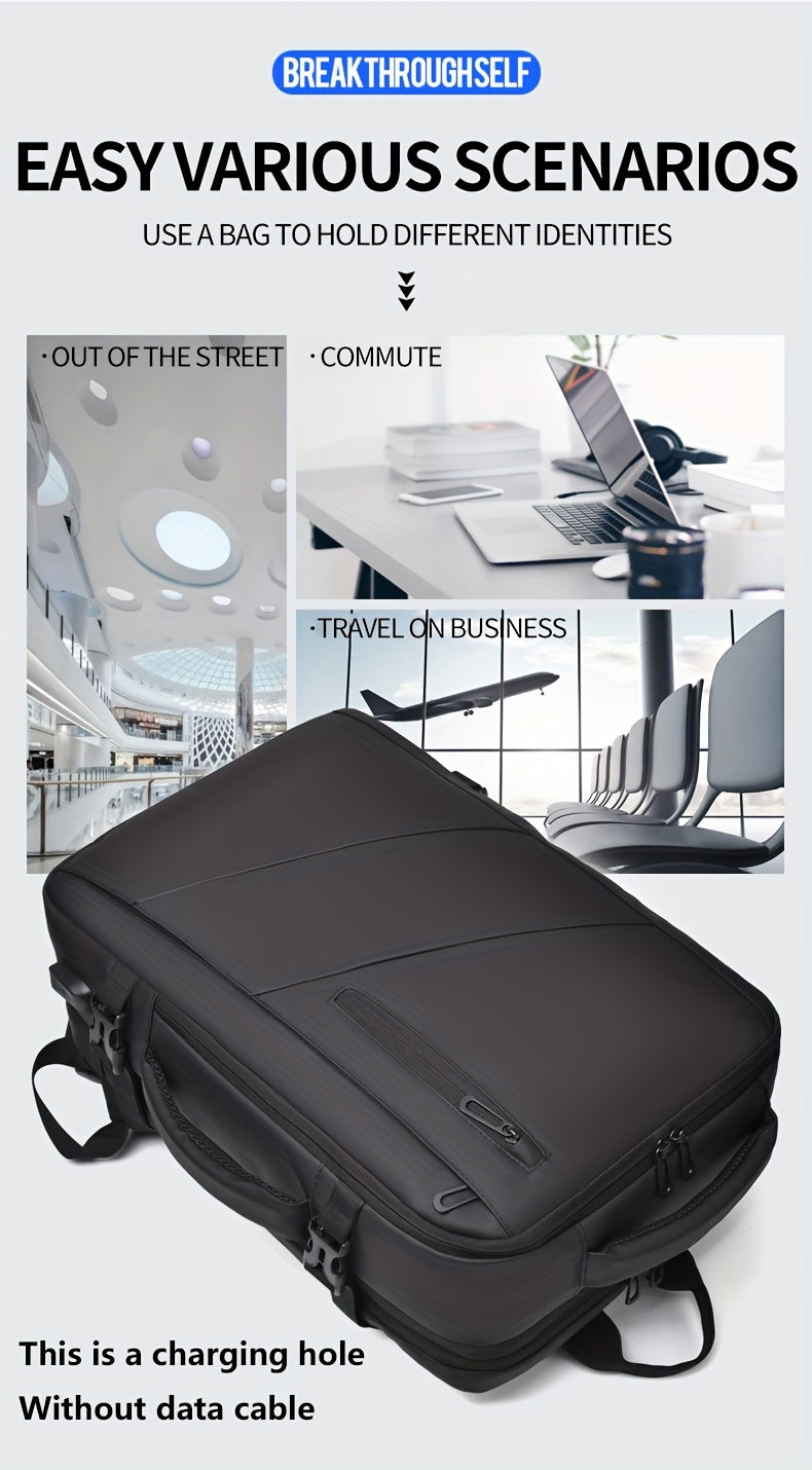 WEIXIER Unisex Large Capacity Travel Backpack – PU Leather Dual-Shoulder Bag with Horizontal Handle, Expandable Compartment & Independent Laptop Sleeve for Work, School & Weekend Trips