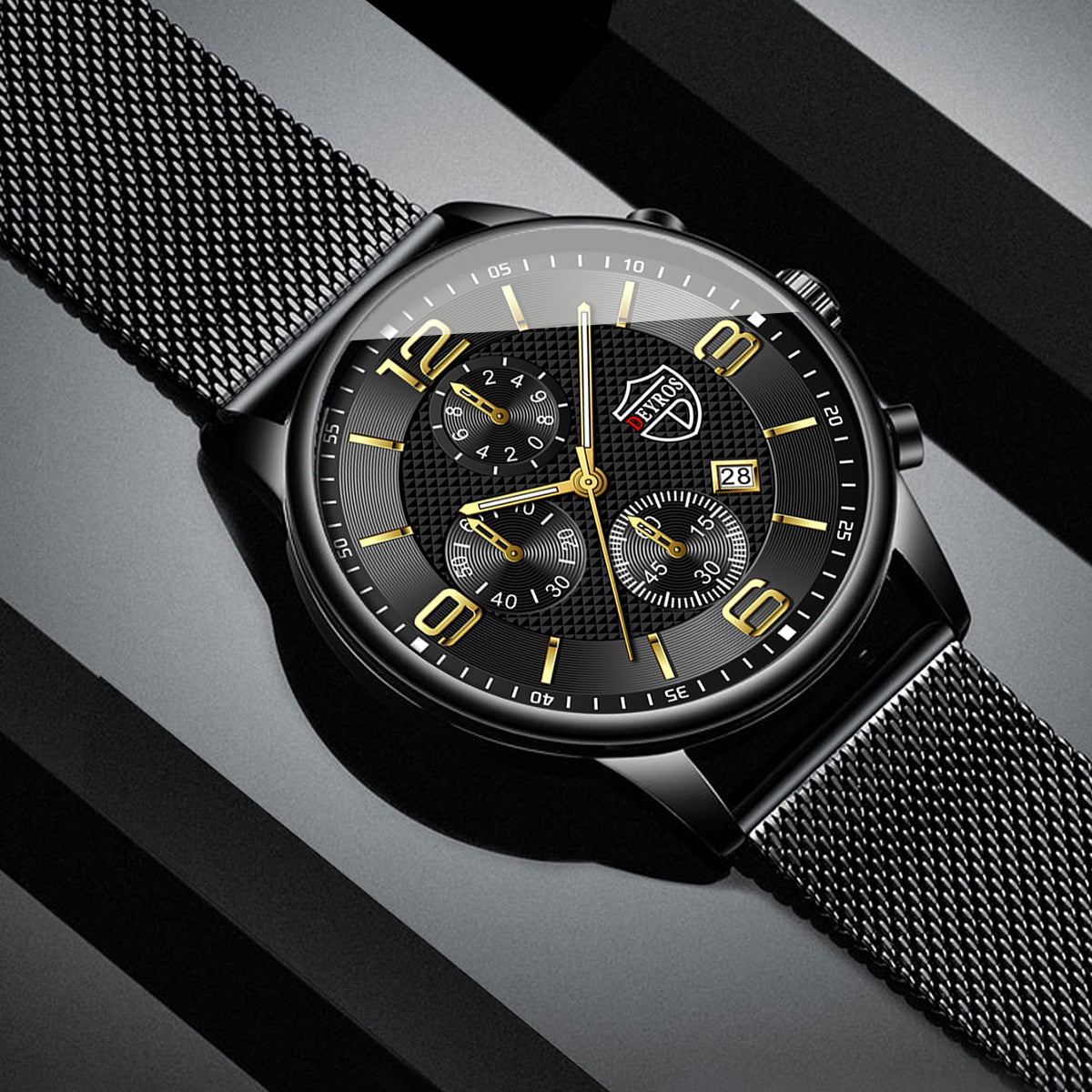 4pcs Men’s Quartz Watch & Bracelet Gift Set – Stainless Steel Analog Date Watch with Matching Bracelet & Necklace, Casual & Business Accessory Set for Father’s Day, Graduation & Teacher’s Day