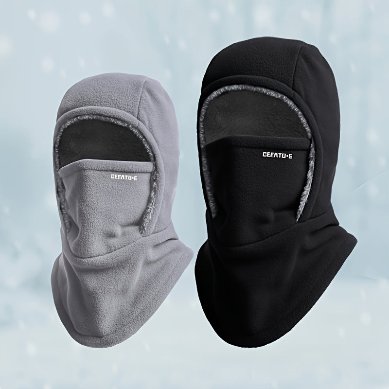 2pcs Unisex Winter Hat & Scarf Set with Mask – Thick Knit Thermal Ear Protection for Men & Women, Outdoor Cycling, Skiing, Fishing, Hiking & Work
