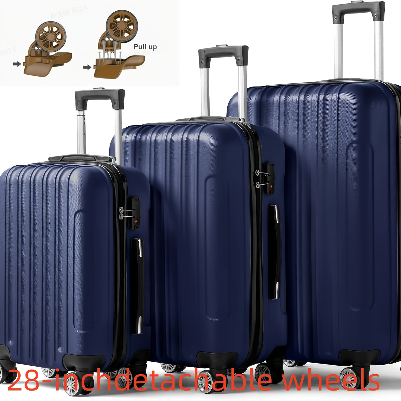 AUTOFOREVER 3-Piece ABS Hardshell Luggage Set – Super Light Scratch-Resistant 20"/24"/28" Spinner Suitcases with Aluminum Frame & Combination Lock (Bright Pink/Grey/Violet/Purple)