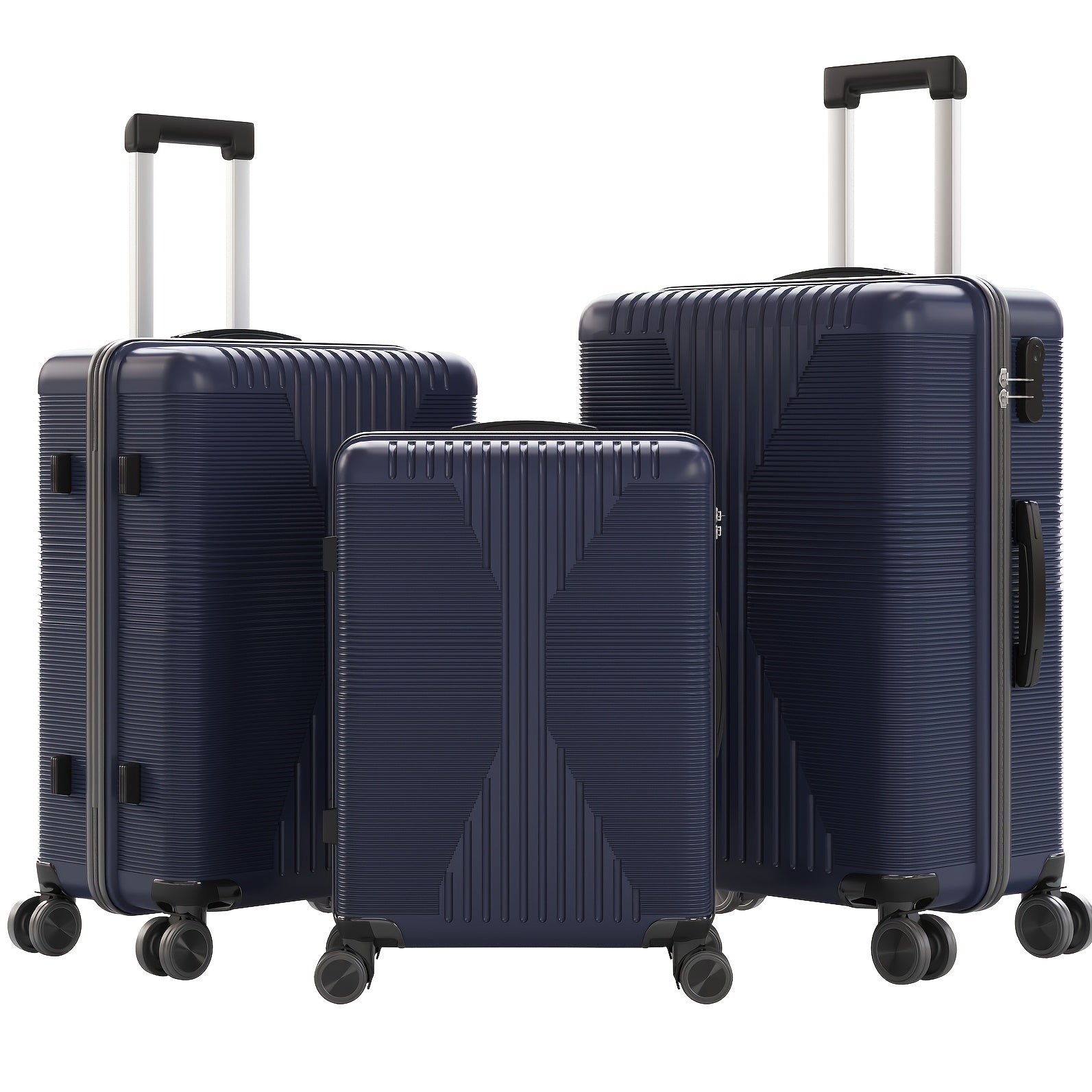 AUTOFOREVER 3-Piece ABS Hardshell Luggage Set – Super Light Scratch-Resistant 20"/24"/28" Spinner Suitcases with Aluminum Frame & Combination Lock (Bright Pink/Grey/Violet/Purple)