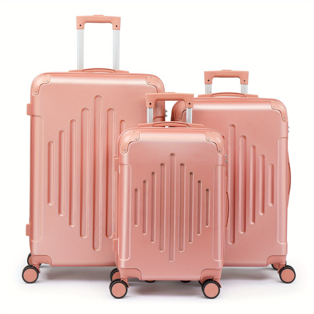 3pcs Luggage with Corner Protectors, 20/ 24/ 28-Inch, Durable Hard Shell, 360 Spinner Wheels, with TSA Lock, Multifunctional Large Capacity, Lightweight Travel Suitcase