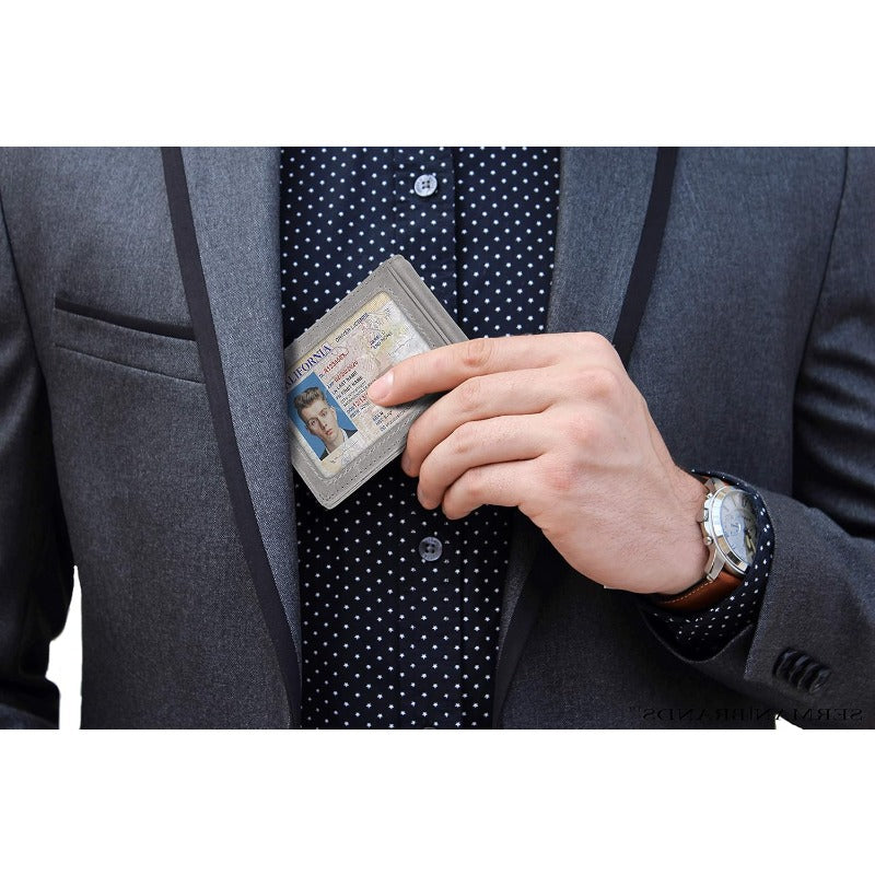 Men’s RFID Blocking Genuine Leather Slim Wallet with ID Window & Cash Pocket – Minimalist Card Holder (6–8 Cards), Full-Size Bifold for Business & Everyday Carry, Ideal Gift.