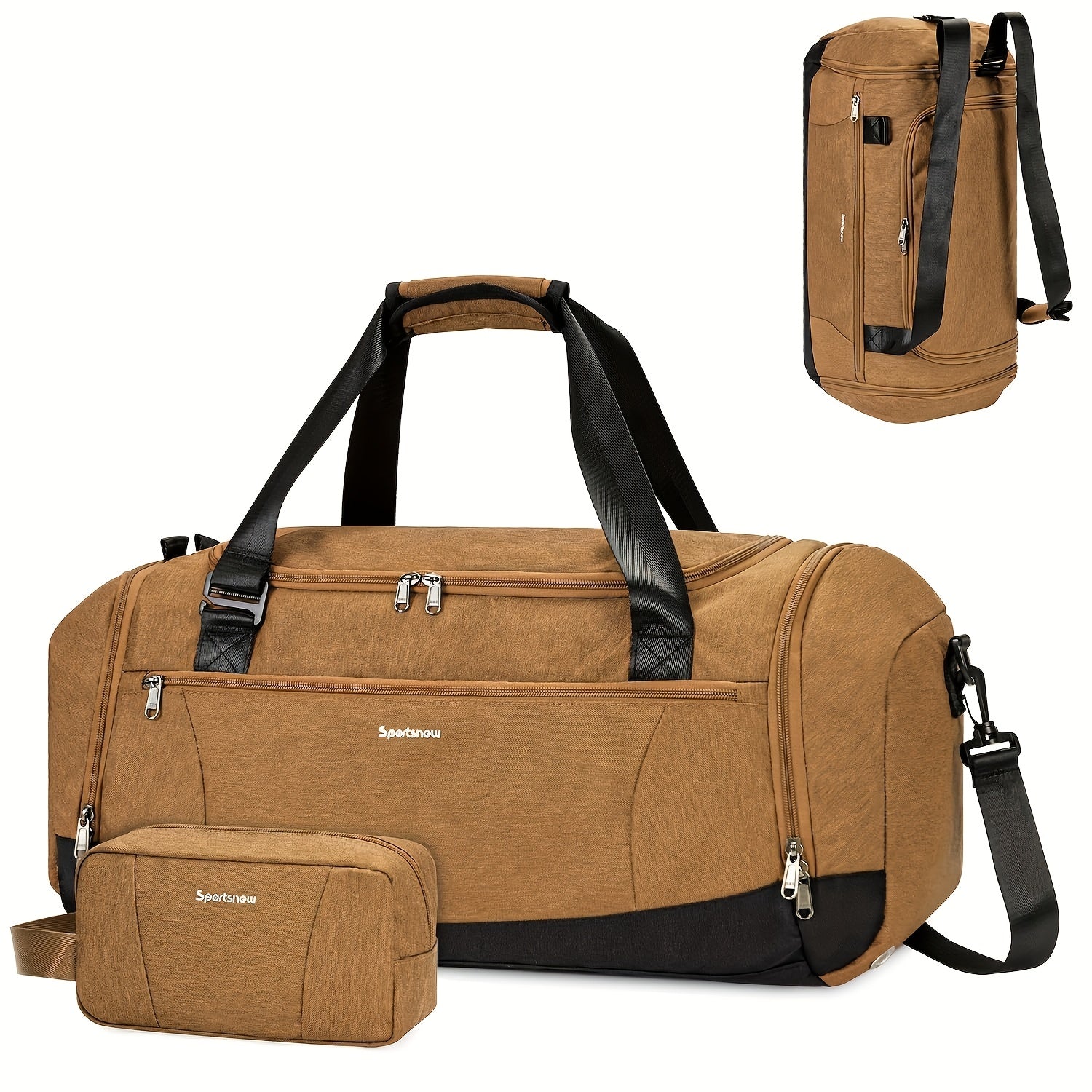 Large Capacity Travel Duffel Bag with Shoe Compartment & Wet Pocket – Vintage Polyester Gym, Weekend & Overnight Bag with Adjustable Strap for Men & Women